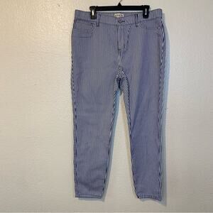 NEW Etica Womens Denim Jeans Striped Pinstripe Navy Blue White NWT Size 5 (XL)
